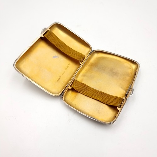 522 - A sterling silver hallmarked engine turned cigarette box with gilt interior. Dimensions: 8 x 6 cms. ... 