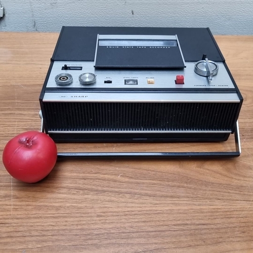 402 - Vintage Sharp Solid-State Tape Recorder model no. RD -505, c.1970s. Sleek design, classic silver and... 