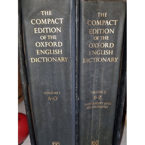 403 - Two large hardback book volumes of The Compact Edition of the Oxford English Dictionary (A-O, P-Z) i... 