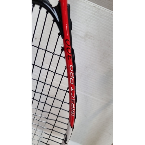 411 - A Wilson Tennis racket and Wilson squash racket. Includes red and black models, original zippered lo... 