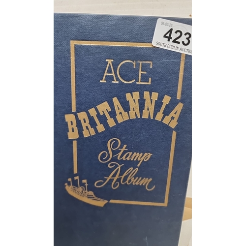 423 - Vintage stamp collectors albums, including 2 stamp albums one fullish one not with assorted loose st... 