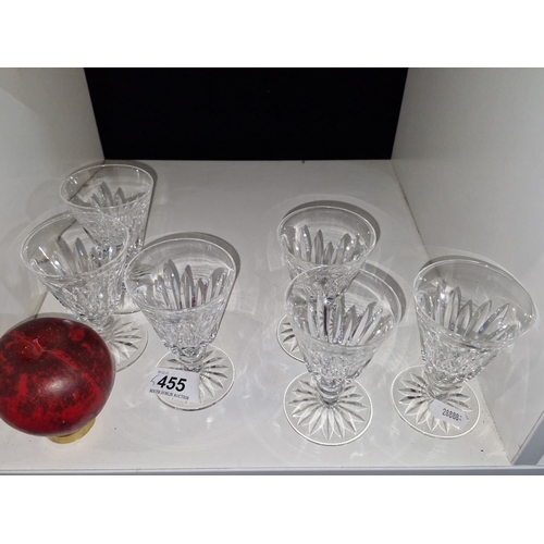 455 - A set of six Waterford Crystal glasses in the Eileen pattern retaining acid marks to base. All in go... 