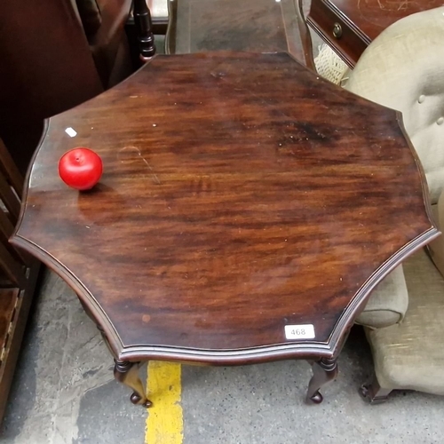 468 - Star Lot : A very handsome dark mahogany Octagonal Table, early 20th century, features reeded legs a... 