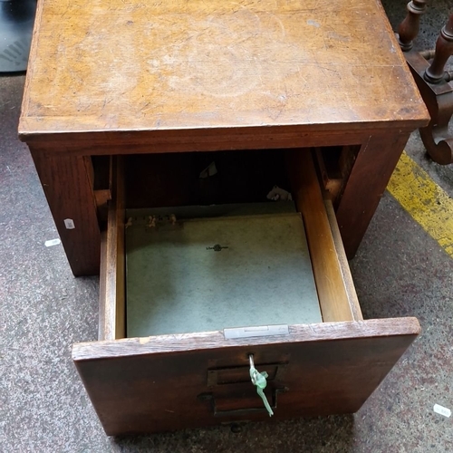 492 - Star lot : A fabulous Solid oak single drawer filing cabinet with brass handles, early 20th century.... 