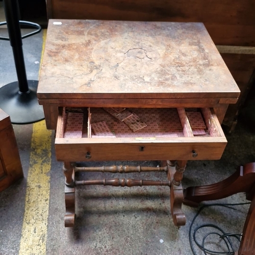 493 - Stay Lot : A fabulous antique Victorian rosewood games table, from the 19th century, features a reve... 