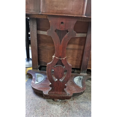 498 - Star Lot : A Victorian mahogany Tree hall stand with marble top, central mirror, and turned coat hoo... 