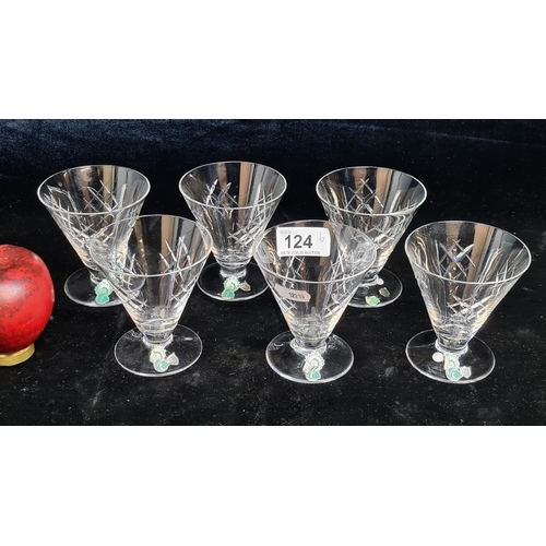 124 - Six rare vintage Waterford Crystal Martini cocktail glasses. Handmade and handcut crystal in good co... 