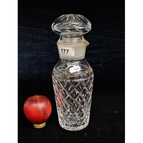 177 - An elegant and highly rare Waterford Crystal decanter/cocktail in the Glandore pattern, complete wit... 