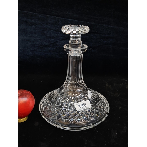 196 - A nice elegant example of a Waterford Crystal ships decanter retaining acid mark to base. Possibly n... 