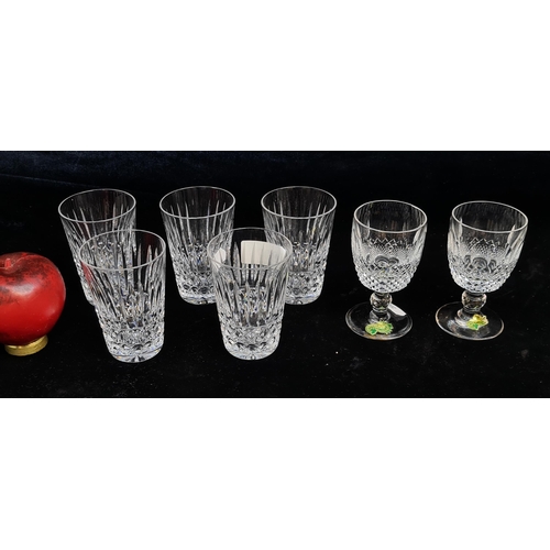 207 - A set of five Waterford Crystal 4oz whiskey tumbler glasses in the Tramore pattern, together with a ... 