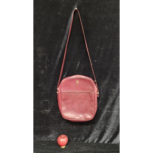 313 - Star Lot: A lovely Cartier Must de Cartier burgundy leather logo plaque  messenger crossbody shoulde... 