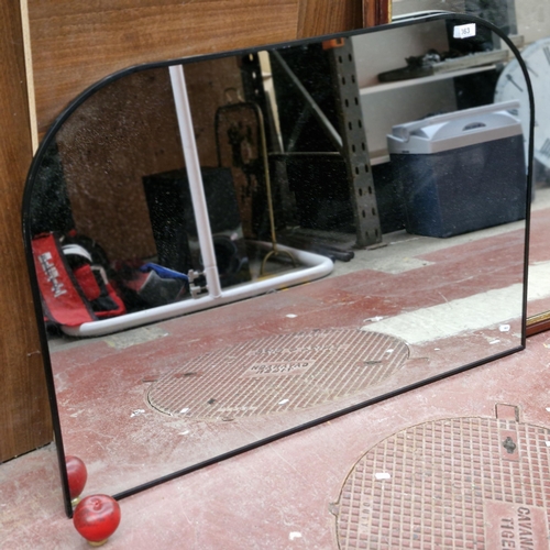 363 - A large stylish matte black over mantle mirror. MM 70cm x 100cm.