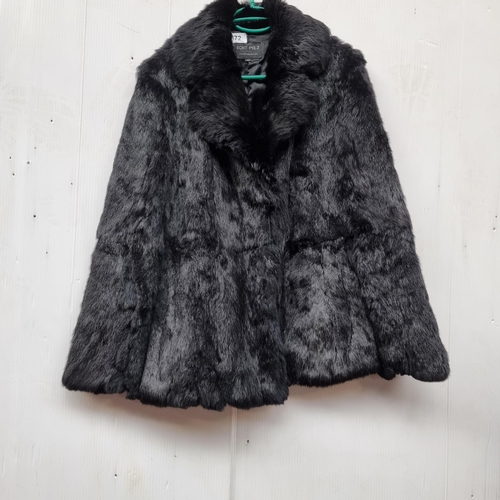 372 - A lovely vintage Echt Pelz faux fur black coat. Size 42. Some attention needed to tear to front clas... 