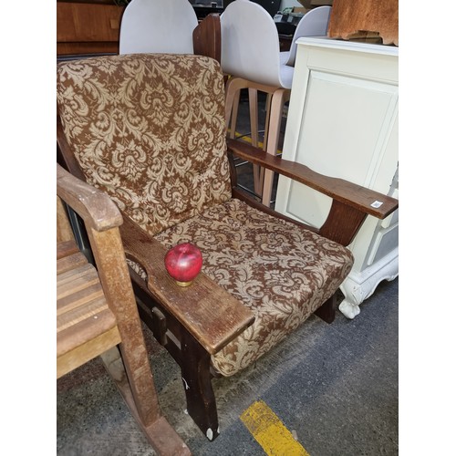 1026 - A solid oak framed 1960's mid century modern armchair with original cushions.
Previous in auction on... 