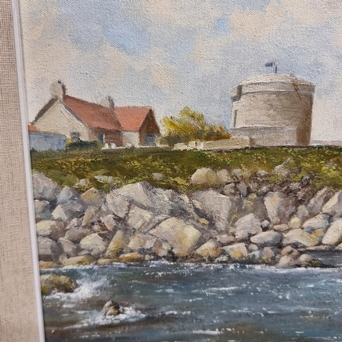 113 - Star Lot: A wonderful 1996 original oil on board painting. Features the Joyce's Tower, SandyCove. Re... 