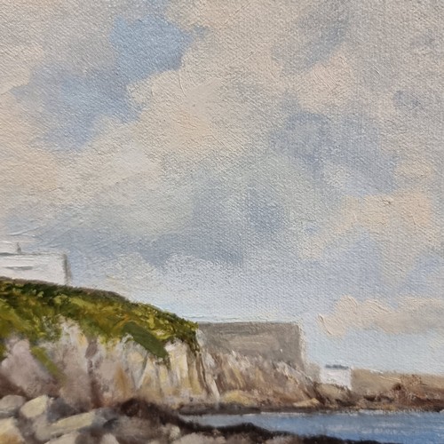 113 - Star Lot: A wonderful 1996 original oil on board painting. Features the Joyce's Tower, SandyCove. Re... 