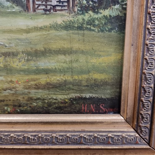 117 - Star Lot: A captivating original oil on canvas painting. Features a quaint countryside landscape wit... 