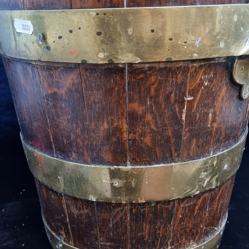 164 - Super Star Lot: A gorgeous pair of Irish Georgian solid brass bound coopered Irish Peat buckets. Lov... 