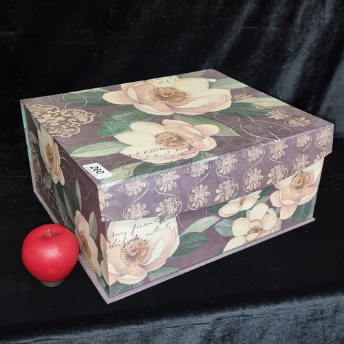 260 - A large pretty floral box containing a selection of sewing materials.