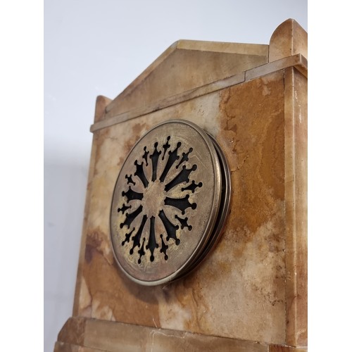 277 - Star lot : A superb early 20th Century Onyx mantel clock with brass detailing and enamel face.  From... 