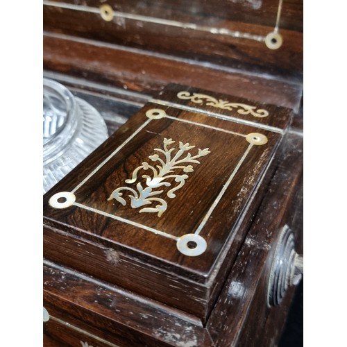 278 - Star lot :A stunning Victorian tea caddy boasting exquisite mother of pearl detail throughout. Comes... 