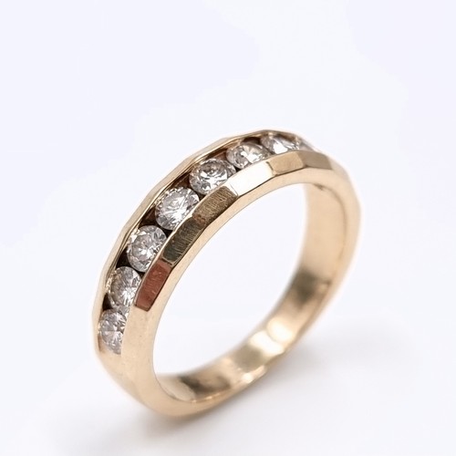 1106 - Super Star Lot : A Fabulous 14ct yellow gold channel set diamond ring, With 9 good size large inset ... 