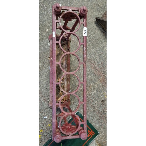 747 - Star lot : A super Victorian cast iron stick stand with drip tray. A beautiful arts and crafts desig... 