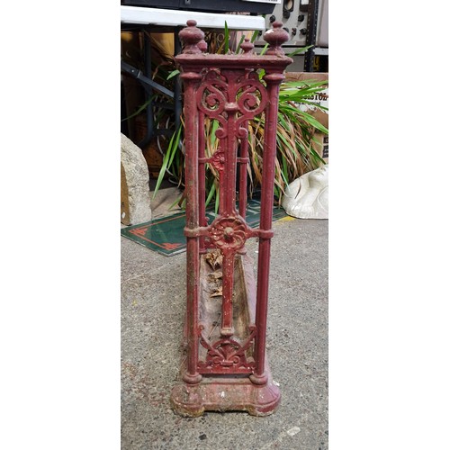 747 - Star lot : A super Victorian cast iron stick stand with drip tray. A beautiful arts and crafts desig... 