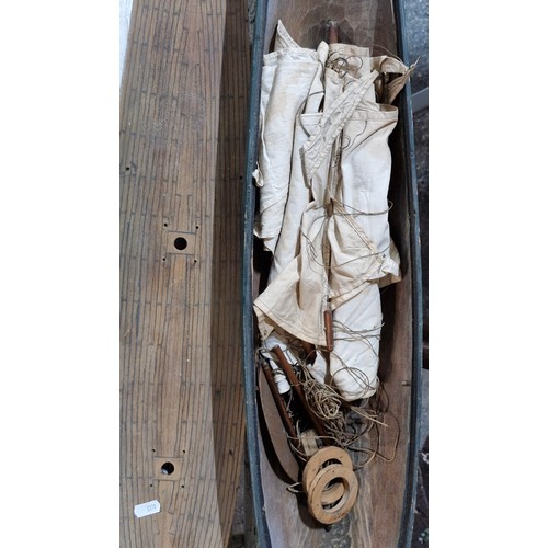 779 - Star Lot : A fabulous huge over 4 feet long with 2 over 5 feet wooden masts all hand crafted and scr... 