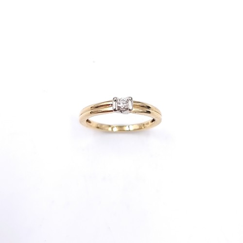 9 - An 18 carat gold diamond solitaire ring. Est weight of diamond - 0.20 carats. Size - O. Weight - 3.3... 