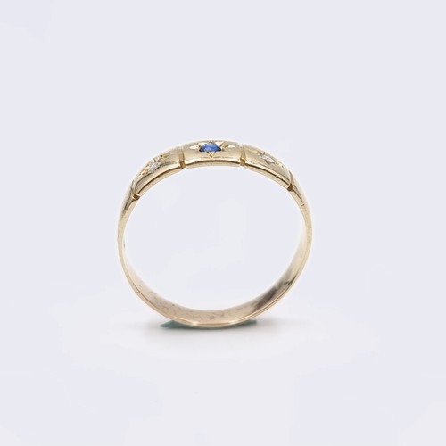 571 - Star Lot : A gypsy style 15 carat gold diamond and gem set ring. Size - P. Weight - 2.33 grams. Boxe... 