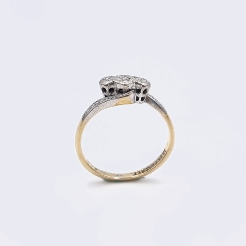 576 - Star Lot : A three stone 18 carat gold diamond ring. Ring size - O. Weight - 3.23 grams. Boxed.