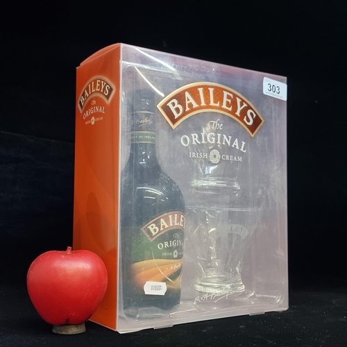 303 - An unopened Baileys the Original Irish Cream gift set with a 70cl bottle of Baileys and two glasses.