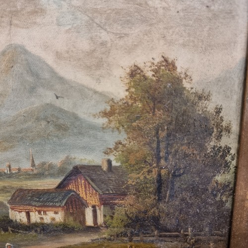 90 - Star Lot: A wonderful 19th century original 'A.Bossi' oil on canvas painting. Features a countryside... 