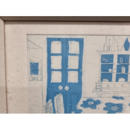 102 - Star Lot: 'Lucina Lennon' An Original A/P 'Lucina Lennon' etching titled 'Blue Kitchen'. Features an... 