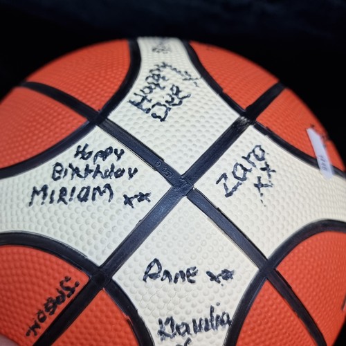 147 - Two signed sporting goods including a Molten basketball and a Regent American football with laces. T... 