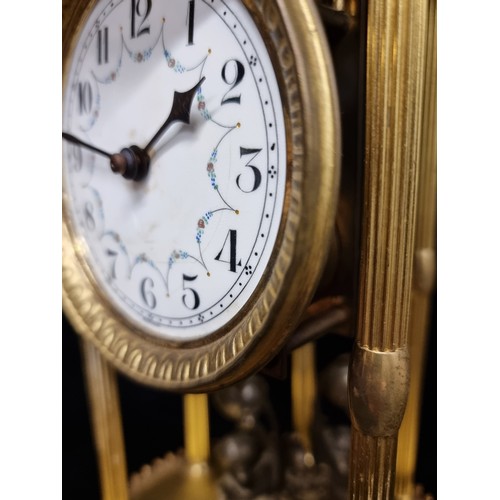 184 - Star Lot : A fabulous very large 1920's German brass anniversary clock, with glass dome. Features pr... 