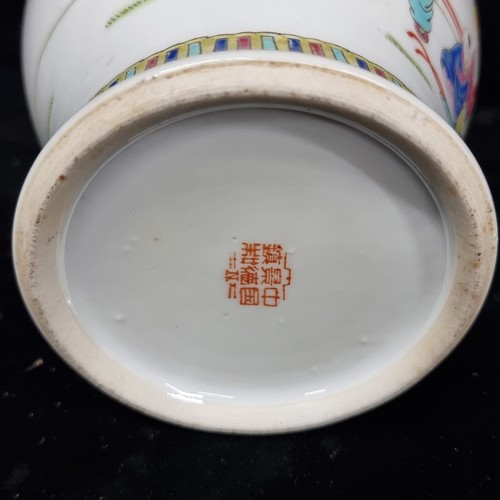 250 - A fabulous hand painted antique porcelain lidded ginger jar, marked with the Qing Dynasty stamp to b... 