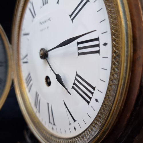 152 - Star Lot : A very handsome large antique drum head mahogany mantel clock marked Passmore. Brass mech... 