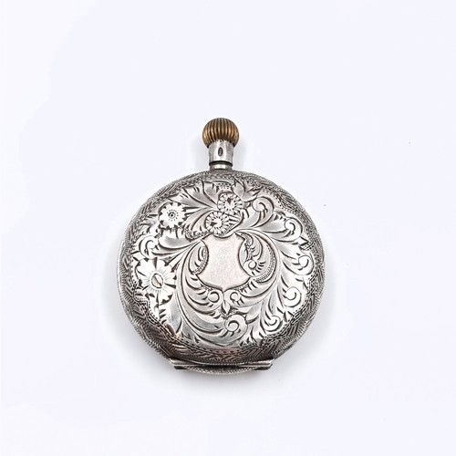 60 - A pretty sterling silver fob watch with hallmarks for silver. Dimensions: 3 cms diameter. Weight - 2... 