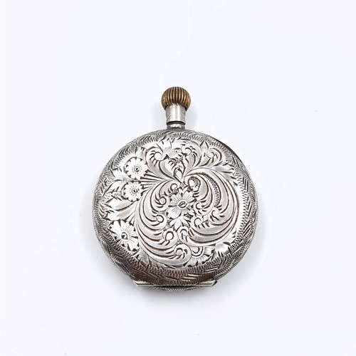 60 - A pretty sterling silver fob watch with hallmarks for silver. Dimensions: 3 cms diameter. Weight - 2... 