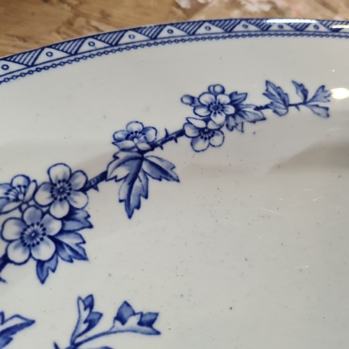 298 - A vintage beautiful large Hawthorn TGB Ironstone serving platter with blue and white swallow design.... 