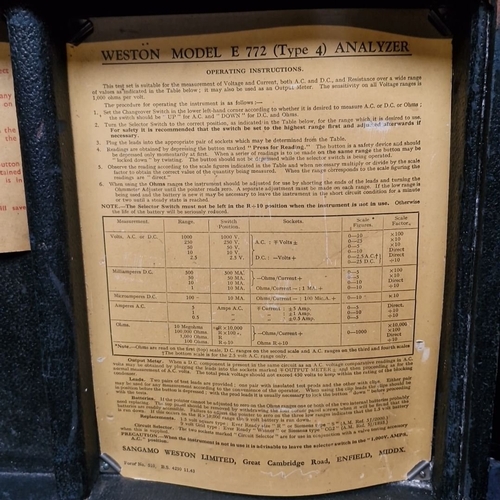 433 - A ww11 era  Weston Model E772 Type 4 Analyzer multimeter by Sangamo Weston Ltd c.1943. Housed in ori... 