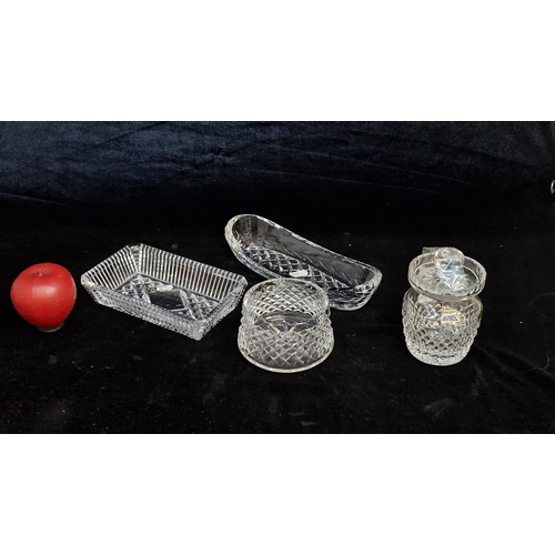 145 - Four pieces of Waterford Crystal including three dishes / bowls and a preserve pot. All in good cond... 