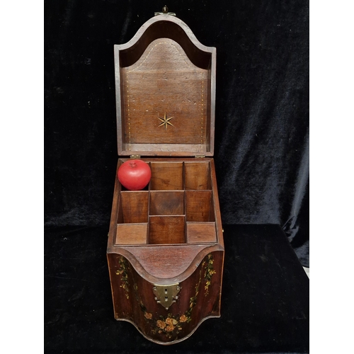 255 - Star Lot : A stunning Georgian mahogany Knife box with beautiful hand painted detail to both front a... 