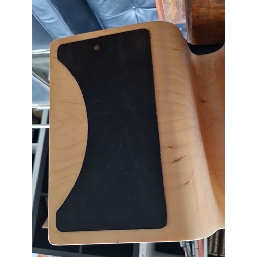 663 - Modern bent plywood laptop stand with integrated mouse pad. Stylish, minimalist design with smooth c... 