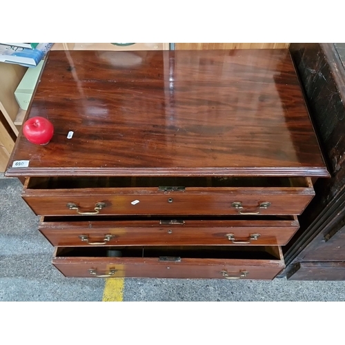 690 - Star Lot : A handsome 19th-century mahogany chest of drawers with brass swan-neck handles, four grad... 