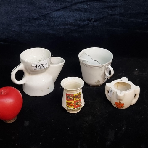 1383 - Four pieces of vintage ceramics including a shaving mug and a mustache teacup an two pieces of Gossw... 