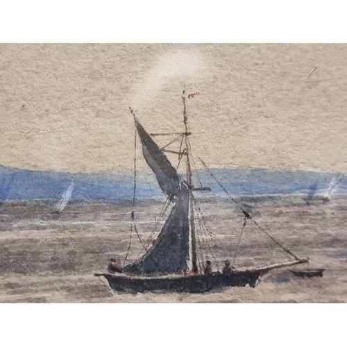 108 - Star Lot: A serene original watercolour on paper painting. Features a coastal scene with sailing boa... 