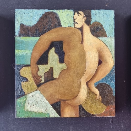 300 - Star Lot: A very large original collage oil on wooden panel / board painting. Features a series of n... 